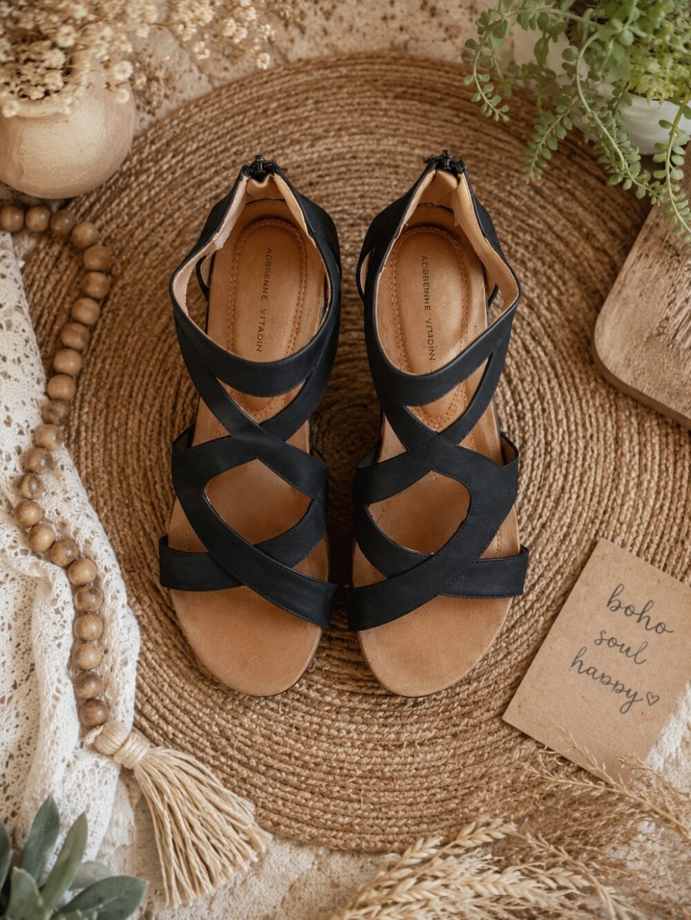Women's Black Strappy Sandals